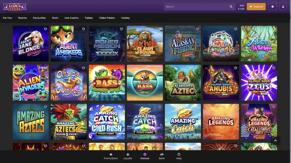 hracie automaty v Zodiac Casino